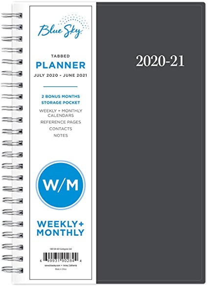 Blue Sky 2020-2021 Academic Year Weekly & Monthly Student Planner, Flexible Cover, Twin-Wire Binding, 5" x 8", Collegiate