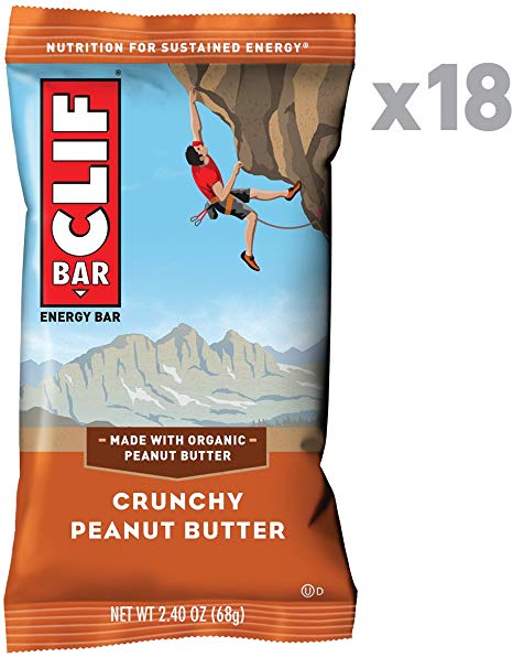 CLIF BAR - Energy Bars - Crunchy Peanut Butter - (2.4 Ounce Protein Bars, 18 Count)