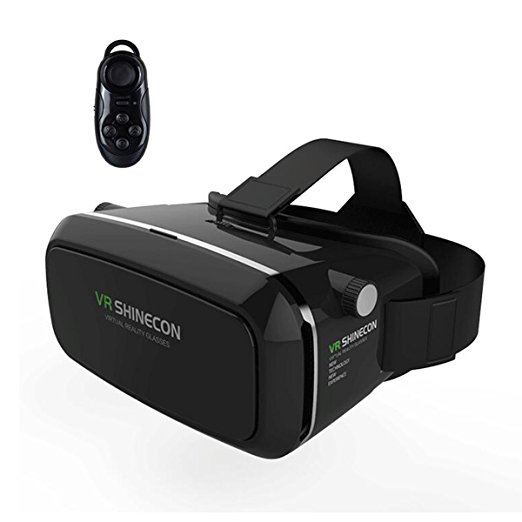 3D Glasses,KEEDA 2016 New Version 3D Vr Box Virtual Reality Headset， for Video/movie/games, Compatible with Iphone and Android 4.7~6.0 Inch screen Smartphones，Include Bluetooth Remote（Black）
