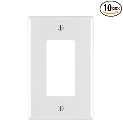 Leviton PJ26-WM 1-Gang Decora/GFCI Wallplate, 10-Pack, White