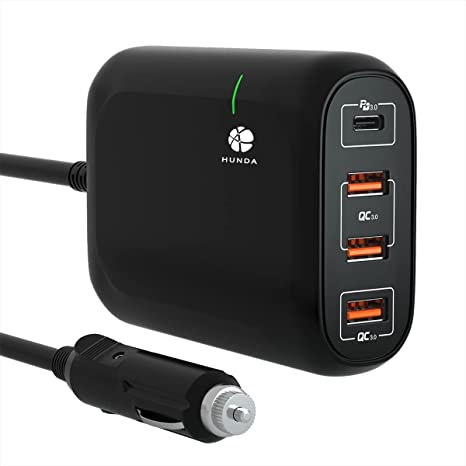 119W Fast Quick Car Charge with USB-C Port 65W and 54W 3-Ports QC3 Charging Compatible iPhone 12/12 Pro/Max/11/Pro/Max/XR/XS, MacBook Pro/Air 2018