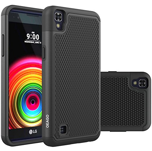 LG X Power Case, OEAGO LG X Power Case [Shockproof] [Impact Protection] Hybrid Dual Layer Defender Protective Case Cover for LG X Power (2016 Release) - Black