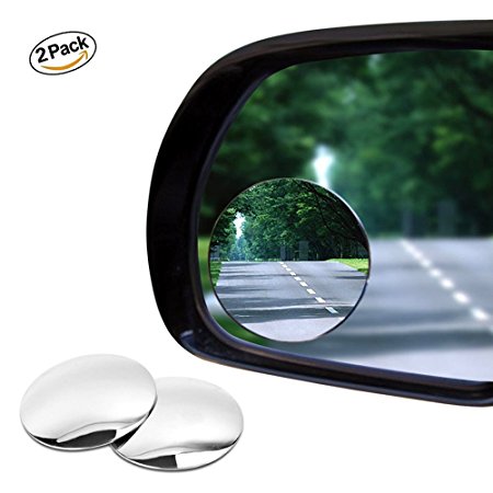 Bestgle 2 Pcs Adjustable Automotive Blind Spot Mirror Frameless Round HD Glass Self Adhesive Convex Rear View Car Side Mirror Blindspot Wide Angle Exterior Car Rearview for Vehicles & Motorcycle & Trucks & SUV