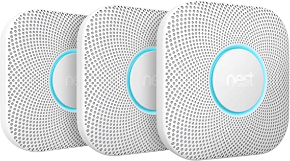 Google S3003LWES Nest Protect Pack of 3 Alarm Smoke Carbon Monoxide Detectors, Wired, White, 2nd Generation