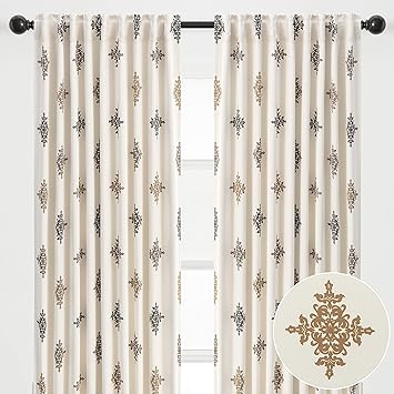 Chanasya 2-Panel Traverse Damask Blackout Curtains - 3-in-1 Back Tab, Rod Pocket, Ring Tab - for Windows Living Room Bedroom - Room Darkening Thermal Insulation Drapes 52 x 108 Inches - Chocolate