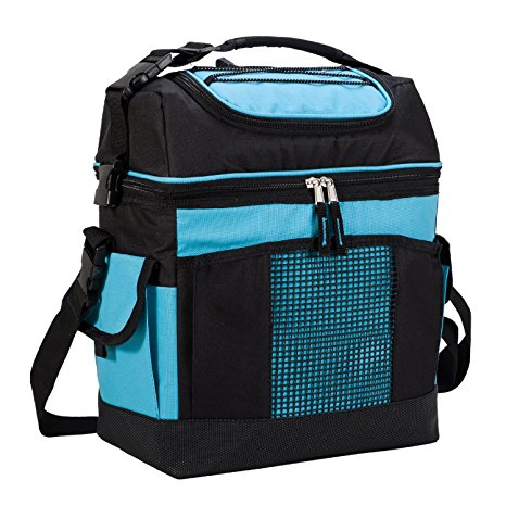 MIER 2 Compartment Cooler Bag Tote Large Insulated Lunch Bag for Picnic, Grocery, Kayak, Car, Travel, 24Can, Blue