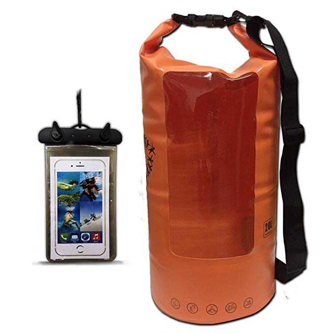 Dandelion Waterproof Dry Bag - Roll Top Dry Compression Sack Keeps Gear Dry for Kayaking, Beach, Rafting, Boating, Hiking, Camping and Fishing with Waterproof Phone Case