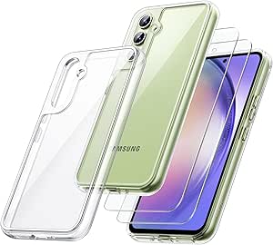 JETech 2 in 1 Case for Samsung Galaxy A54 5G 6.4-Inch with 2-Pack Screen Protector, Tempered Glass Film, Shockproof Bumper Phone Protective Cover Clear Back (Clear)