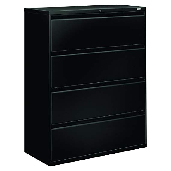 HON 4-Drawer Lateral File Cabinet with Lock, 42 by 19-1/4 by 53-1/4-Inch, Black