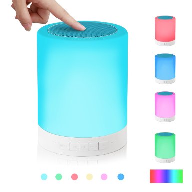 Simptech Portable Wireless Bluetooth Speaker - With Touch Sensor LED Lamp (Dimmable 3 Level Warm White Light & Six Color Changing RGB), Bedside Table Lamp With TF Card ,MP3 Player, Hands-free