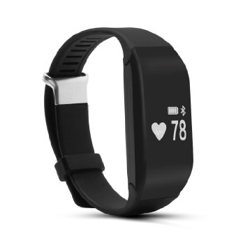 Jeemak Bluetooth 4.0 Smart band Heart Rate Monitor Smart Bracelet Wristband Fitness Tracker for iPhone Android Phone(Black)