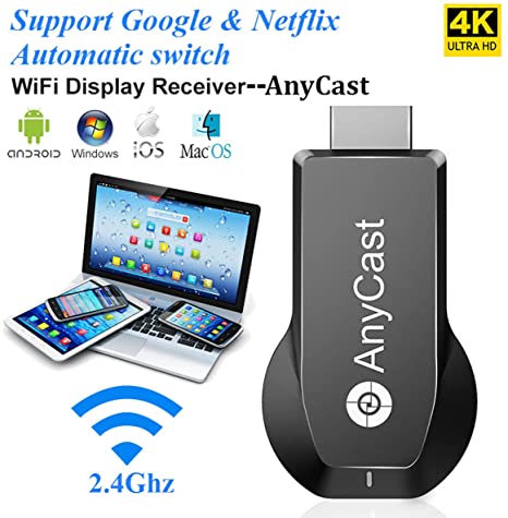 AnyCast Wireless WiFi Dongle Receiver 4K&1080P Wireless HDMI Display Adapter iPhone Ipad Miracast Dongle for TV Upgraded Toneseas Streaming Receiver MacBook Laptop Samsung Android Phones Business
