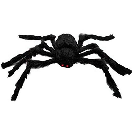 Almatess Halloween Decoration 4.9ft Long Plush Spider Virtual Realistic Hairy Spider (Black)