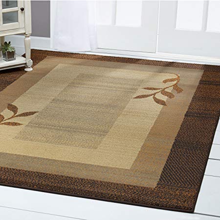 Home Dynamix  Royalty Clover Contemporary Modern Area Rug, Geometric Brown/Blue 5'2"x7'2"