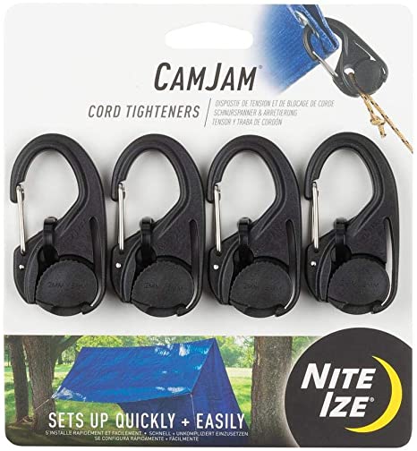 Nite Ize NCJ-01-4R3 CamJam Tightener Plastic Tie Down Mechanism Without Cord, 4-Pack, Black
