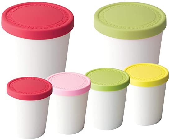 Tovolo Stackable Sweet Treat Ice Cream Tubs – 2 1-Quart & 4 Mini 6-Ounce - With Lids Freezer Storage Containers for Sorbet & Gelato, BPA-Free & Dishwasher-Safe, Set of 6, Assorted