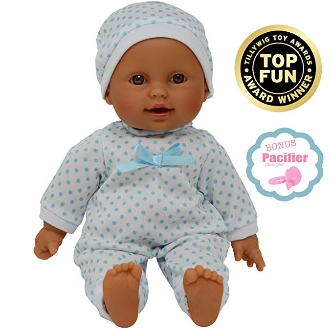 11 inch Soft Body Hispanic Newborn Baby Doll in Gift Box - Doll Pacifier Included