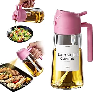 TrendPlain 16oz Olive Oil Dispenser Bottle for Kitchen - 2 in 1 Oil Dispenser and Oil Sprayer for Cooking, Air Fryer, Salad, BPA-Free 470ml Olive Oil Sprayer Poney w/Stickers