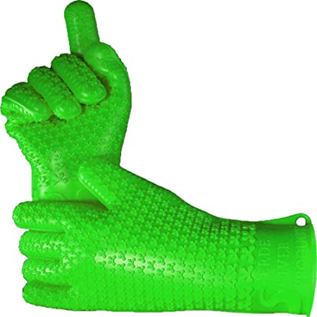 Verde River Products Silicone Heat Resistant BBQ Grilling Gloves - Best Protective Insulated Kitchen - Oven – Grill – Baking - Smoker & Cooking - Waterproof Grip - Replace Potholder & Mitts Green