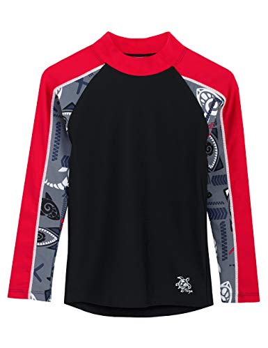 Tuga Boys Long Sleeve Rash Guard 1-14 Years, UPF 50  Sun Protection Swim Shirt