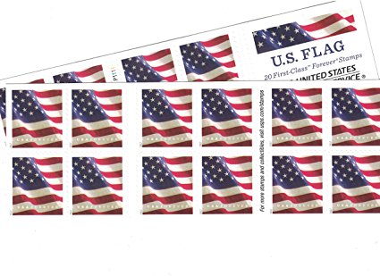 US Flag USPS Forever Stamps - 40 Stamps (two books of 20)