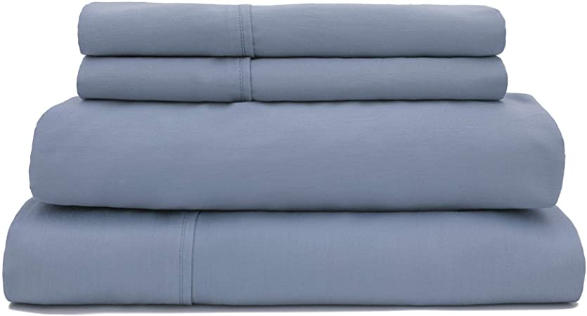 Baltic Linen 300 Thread Count 4-Piece Sheet Set, King: Blue, (1) flat sheet 108 x 102-inch, (1) fitted sheet 78 x 80  13-inch, (2) pillowcases 20 x 40-inch