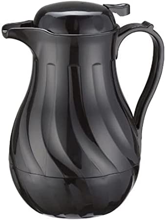 Winco Push Button Insulated Beverage Server with Swirl Design, 20-Ounce, Black