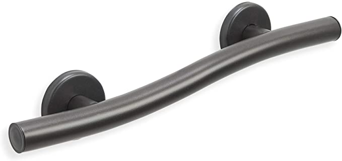 GBS Wave Grab Bar - Left Hand/Mobility and Bathroom Aid for Safety and Comfort/Support and Slip Prevention/Oil Rubbed Bronze/18 Inch