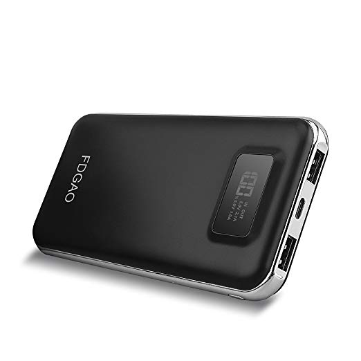 FDGAO Portable Power Bank 20000mAh High Capacity Portable Charger with Digital Display External Battery Portable Phone Charger for All Smartphone and Other USB Device -Black