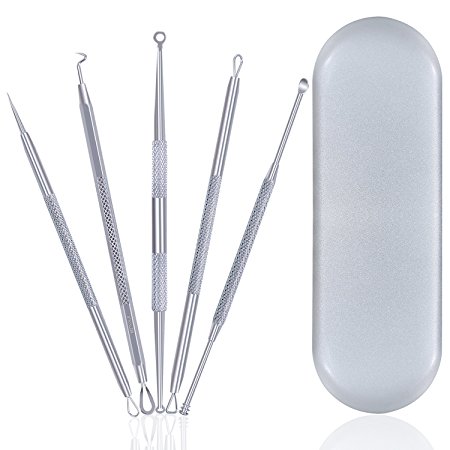 SuBleer Blackhead Remover Pimple Extractor Tool Best Acne Removal Kit - Treatment for Blemish, Whitehead Popping, Zit Removing for Risk Free Nose Face Skin