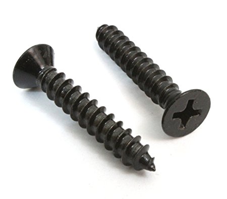 #6 x 3/4" Xylan Coated Stainless Flat Head Phillips Wood Screw (100 pc), 18-8 S/S Black Xylan Coating, Choose Size, By Bolt Dropper