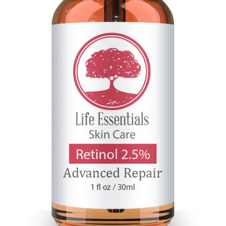 Retinol Serum 2.5% for Wrinkles, Fine Lines, Acne Scars, Skin Blemishes & Minimizes Pores - Vitamin A + Hyaluronic Acid, Vitamin E, Organic Green Tea, Jojoba Oil - Organic, Natural & Cruelty Free