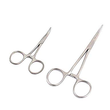 LAJA IMPORTS 2 PCS Assorted Mosquito HEMOSTAT Forceps Pliers Curved Serrated 3.5"   5.5" Economy Grade Stainless Steel