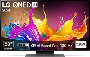 LG 50QNED86T6A TV 50" (127 cm) QNED Fernseher (α8 4K AI-Prozessor, webOS 24, HDR10, bis zu 120Hz) [Modelljahr 2024]