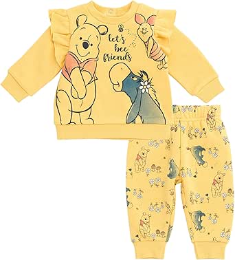 Disney Princess Minnie Mouse Winnie the Pooh The Aristocats Fleece Sweatshirt & Pants Outfit Set Newborn to Big Kid Sizes