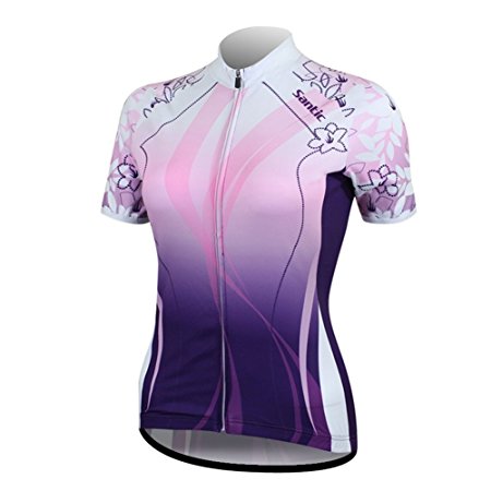 Santic Women's Full-Zip Short Sleeve Cycling Jersey Purple