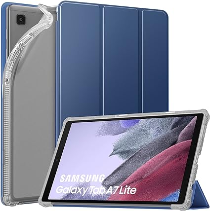 MoKo Case Fits Samsung Galaxy Tab A7 Lite 8.7 Inch SM-T225/T220/T227, Slim Lightweight Smart Case Trifold Stand Case with Soft TPU Translucent Frosted Back Shell for Galaxy Tab A7 Lite - Navy Blue