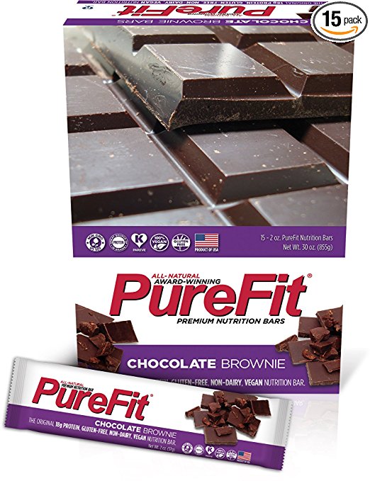 PureFit Gluten-Free Nutrition Bars with 18 grams Protein: Chocolate Brownie, 2 oz Bars, Pack of 15