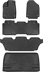 Weize Floor Mats for Honda Odyssey Mini Passenger Van 2018-2024, All Weather TPE Waterproof Anti-Slip Cargo Liners Accessories, 1st and 2nd Row and 3rd Row Seat Mats Rear Trunk Mats, Set of 5 Mats