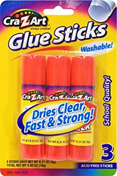 Cra-Z-art Washable Glue Sticks, Pack of 3 (11303),white