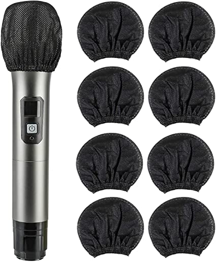 200 Pcs Disposable Microphone Cover Non-Woven Handheld Microphone Windscreen Protective Cap for Recording Room, KTV and Any Shared Environment (Black)