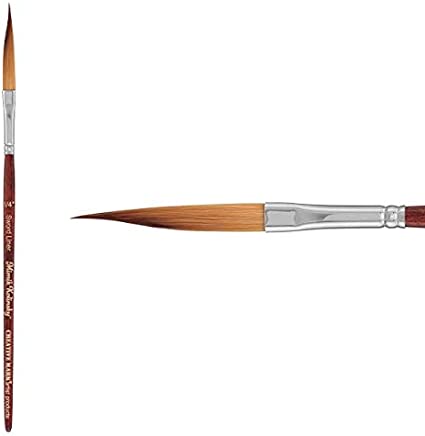 Creative Mark Mimik Kolinsky Synthetic Sable Short Handle Brushes and Sets - Elite Professional Brushes for Painting, Artists, Students, & More! - [Sword Liner - 1/4in]