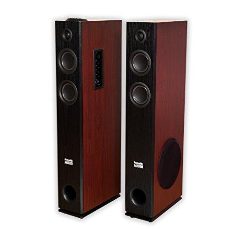 Acoustic Audio by Goldwood Surround Floorstanding Bluetooth Speaker, Set of 2, Black/Cherry/Black (TSi500)