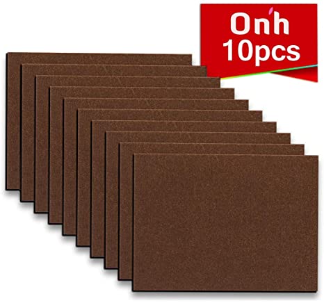 Furniture Pads - 10 Pack ON'H Self-Stick Felt Furniture Pads with 3M Tapes Hardwood Floors Protectors - 8" x 6" x 1/5" Sheet Cut into Any Shape - Coffee