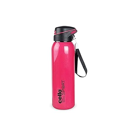 Cello Gym Star Vacuum Insulated Flask | Hot and Cold Kids Water Bottle | Double Walled Sports Bottle for Travel, Home, Office, School | 650ml, Red (Stainless Steel)