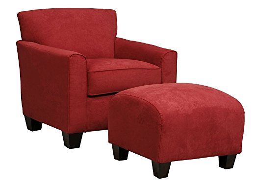 Handy Living Laflin Chair and Ottoman, Crimson