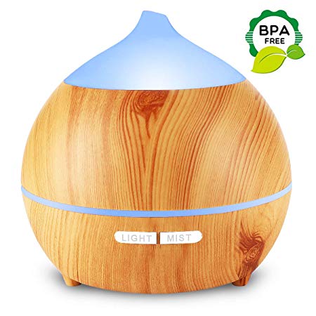 Essential Oil Diffuser, Wood Grain Mulcolor 250ml Aroma Essential Oil Cool Mist Humidifier Aromatherapy Diffuser Ultrasonic with Waterless Auto Shut-off, 7 Color LED Light for Baby Home Office