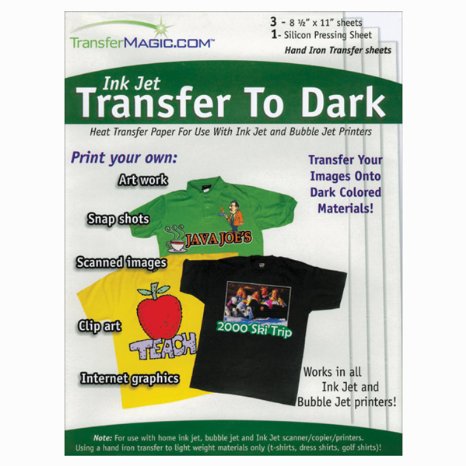 Transfer 8-1/2-Inch by 11-Inch Magic Ink Jet Transfer Paper for Dark Fabric, 3-Pack