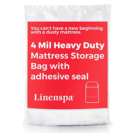 LINENSPA Heavyweight 4 mil Mattress Bag with Adhesive Closure Strip - Moving and Storage Plastic Cover - King / California King