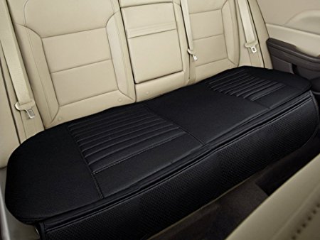Nonslip Rear Car Seat Cover Breathable Cushion Pad Mat for Vehicle Supplies with PU Leather Bamboo Charcoal (Black- Back Row 54.3” x 18.9”)